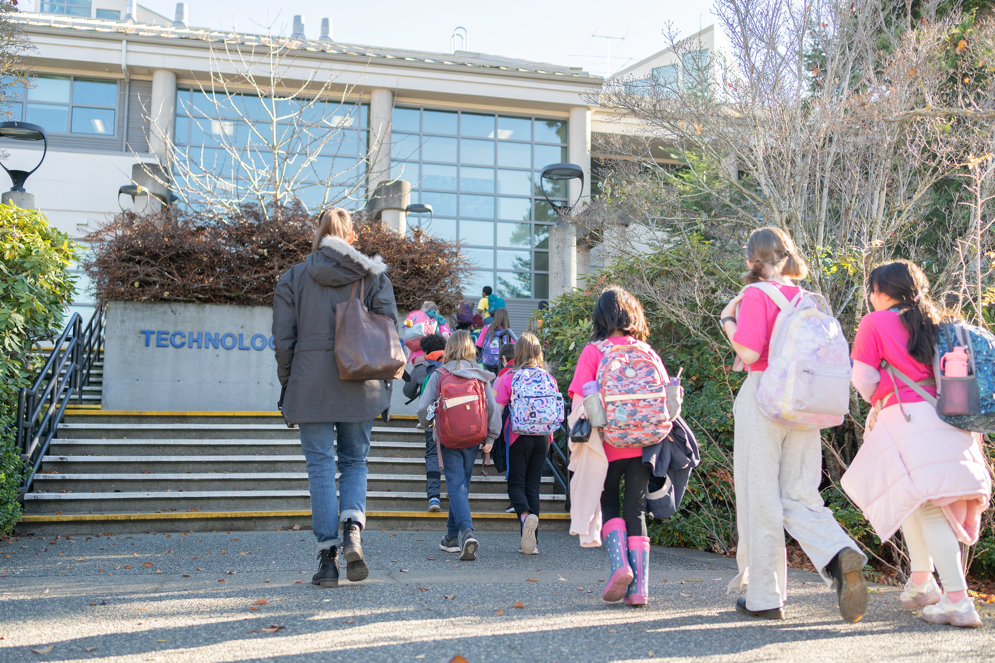young students walking around Camosun